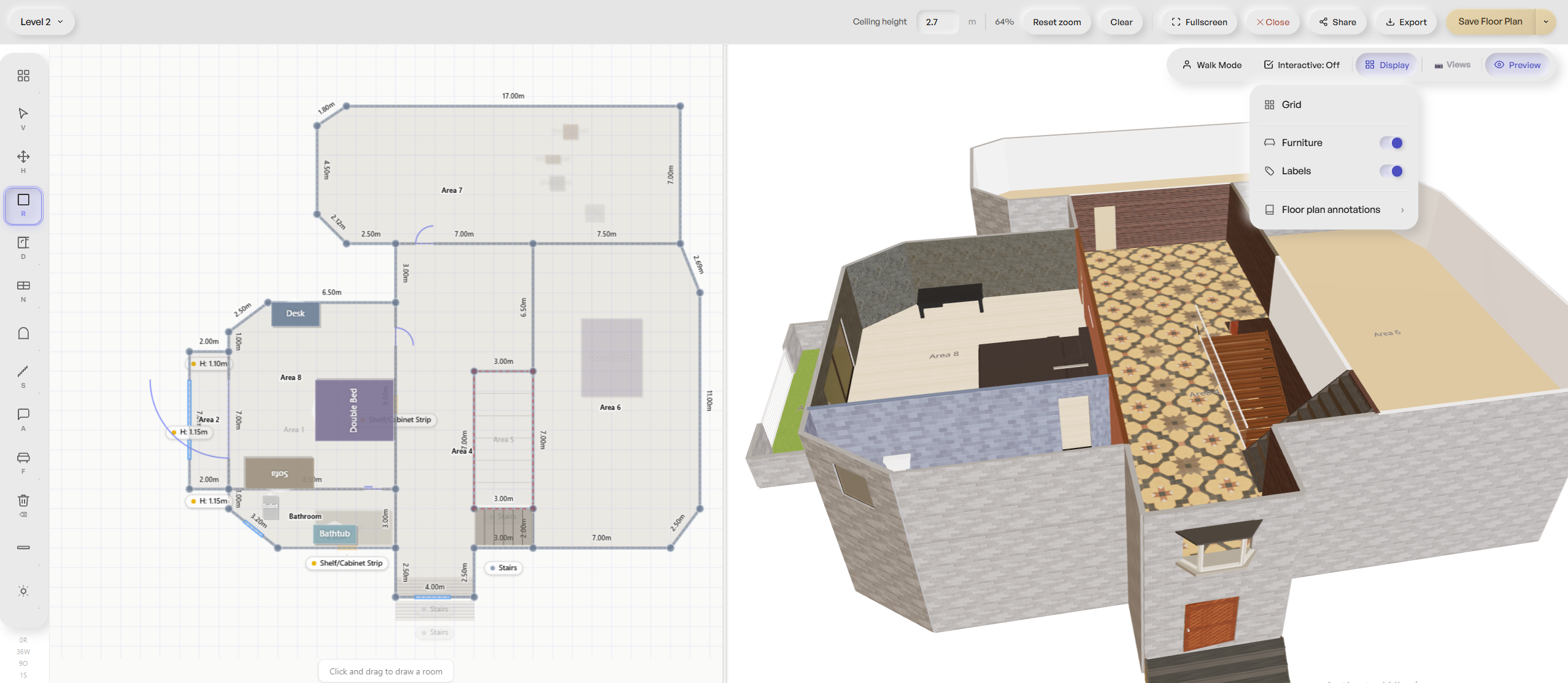 Floor plan → live 3D
